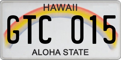 HI license plate GTC015