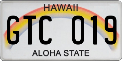 HI license plate GTC019