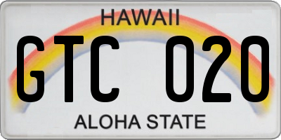 HI license plate GTC020