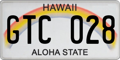 HI license plate GTC028