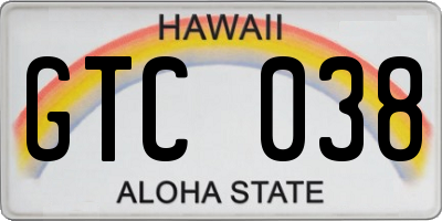 HI license plate GTC038