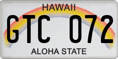 HI license plate GTC072