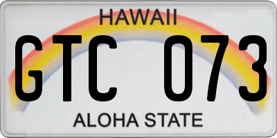 HI license plate GTC073