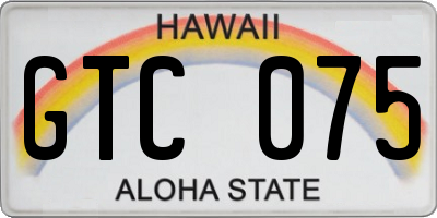 HI license plate GTC075