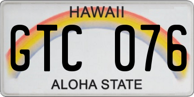 HI license plate GTC076