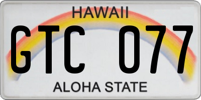 HI license plate GTC077