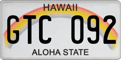 HI license plate GTC092