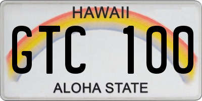 HI license plate GTC100