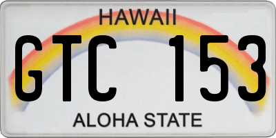 HI license plate GTC153