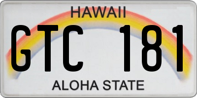 HI license plate GTC181