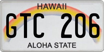 HI license plate GTC206