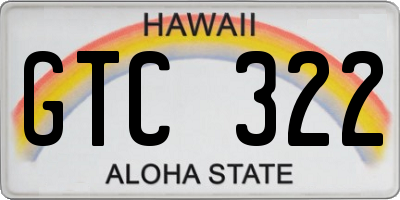 HI license plate GTC322