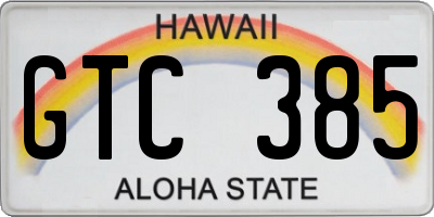 HI license plate GTC385