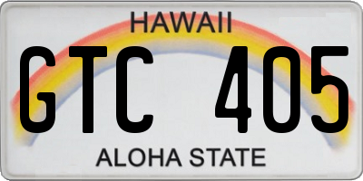 HI license plate GTC405