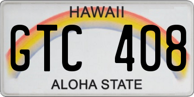 HI license plate GTC408