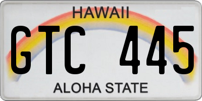 HI license plate GTC445