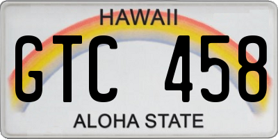 HI license plate GTC458