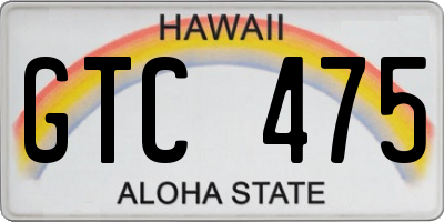 HI license plate GTC475