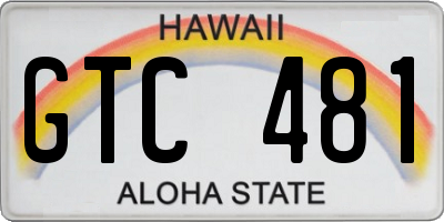 HI license plate GTC481