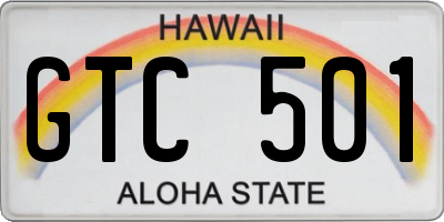 HI license plate GTC501