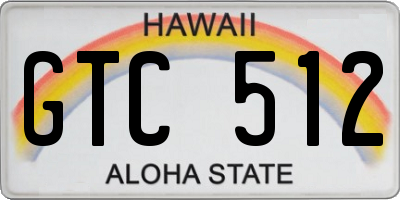 HI license plate GTC512