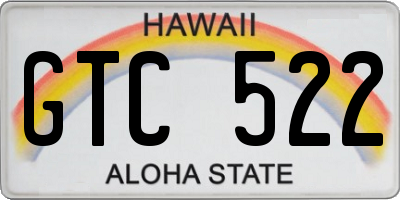 HI license plate GTC522