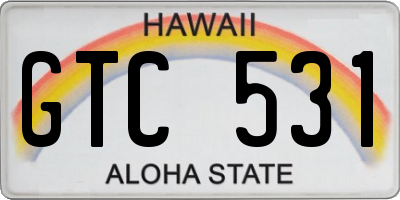 HI license plate GTC531