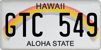 HI license plate GTC549