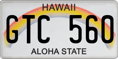 HI license plate GTC560