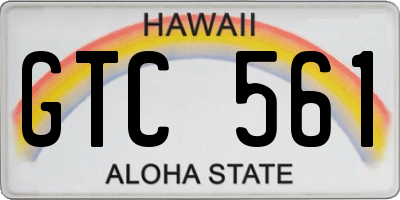 HI license plate GTC561