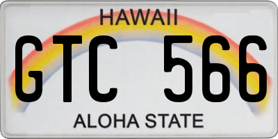 HI license plate GTC566