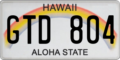 HI license plate GTD804