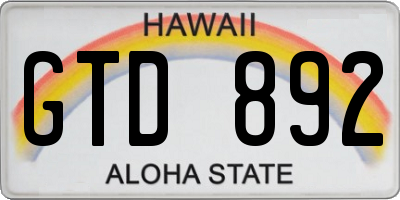 HI license plate GTD892