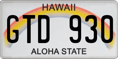 HI license plate GTD930