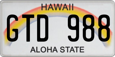 HI license plate GTD988