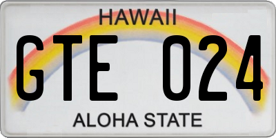 HI license plate GTE024