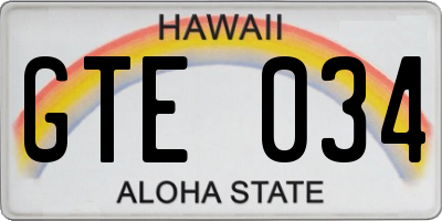 HI license plate GTE034