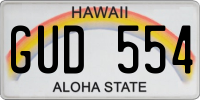 HI license plate GUD554