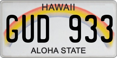 HI license plate GUD933