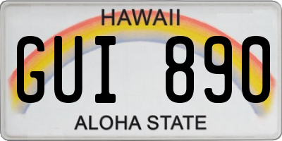 HI license plate GUI890
