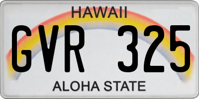 HI license plate GVR325