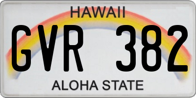 HI license plate GVR382