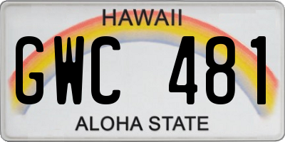 HI license plate GWC481
