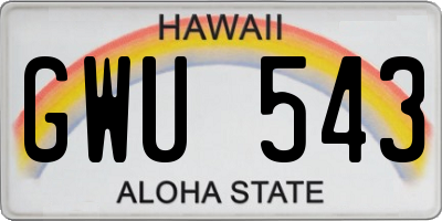 HI license plate GWU543