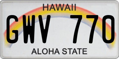 HI license plate GWV770