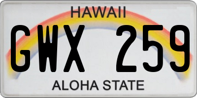 HI license plate GWX259