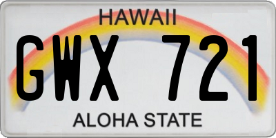 HI license plate GWX721