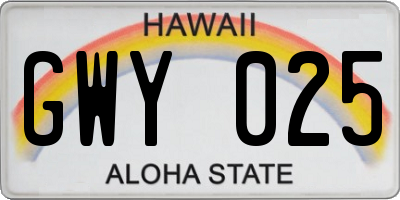 HI license plate GWY025