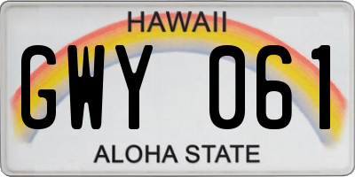 HI license plate GWY061