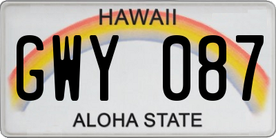 HI license plate GWY087